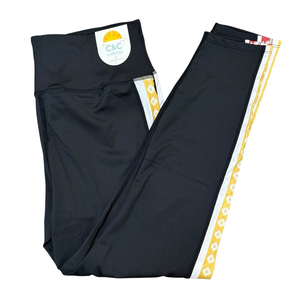 C&C California tribal stripe leggings black LARGE athleisure